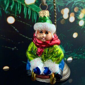 Christopher Radko 'KITTY CLOWN' Glass Ornament 4" Vintage 1997 Red & White